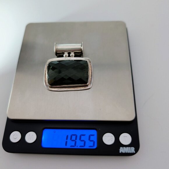 One of a Kind Moldavite & Sterling Silver Pendant With Faceted & Raw Sides - Picture 10 of 13